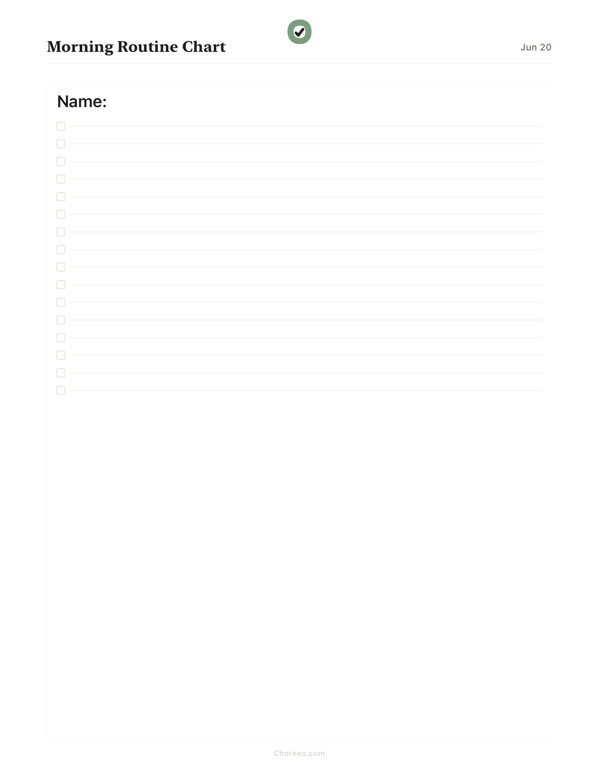 Preview of Morning routine chart